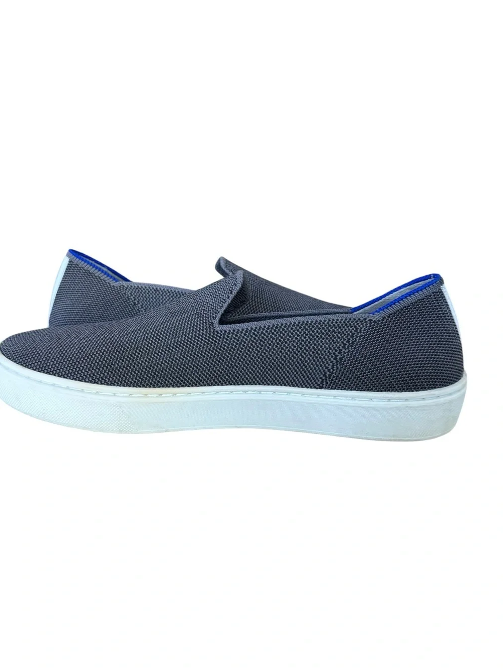 Rothy’s The Loafer Gray Knit Slip On Flats Blue Trim Women’s Size 7
